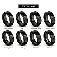 font options for inside engraving on black raven rings