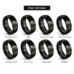font options for inside engraving on black raven rings