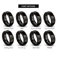 font options for inside engraving on black raven branch rings