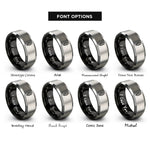 font options for inside engraving on black & gray raven feather rings