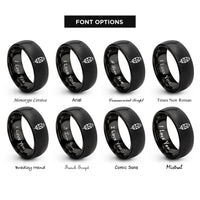 font options for inside engraving on black raven feather rings