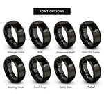 font options for inside engraving on black raven feather rings