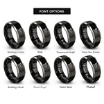 font options for inside engraving on black & grey raven flight rings