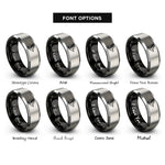 font options for inside engraving on black & grey raven flight rings