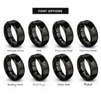 font options for inside engraving on black raven flight rings