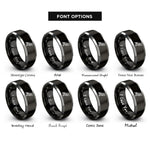 font options for inside engraving on black & gray raven key rings