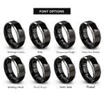 font options for inside engraving on black & silver raven on cross rings