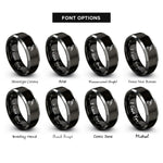 font options for inside engraving on black & silver raven on skull rings