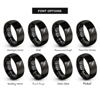 font options for inside engraving on black raven on skull rings
