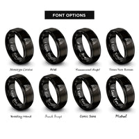font options for inside engraving on black raven pair rings