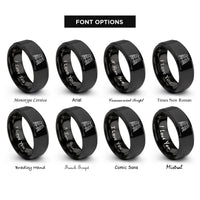 font options for inside engraving on black raven pair rings