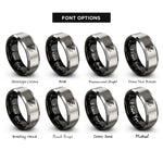 font options for inside engraving on black & gray raven scene rings