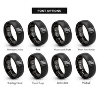 font options for inside engraving on black raven scene rings