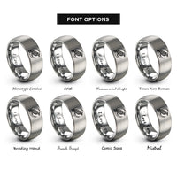 font options for inside engraving on silver raven scene rings