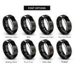 font options for inside engraving on black & silver raven silhouette rings