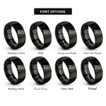 font options for inside engraving on black raven silhouette rings