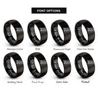 font options for inside engraving on black raven silhouette rings
