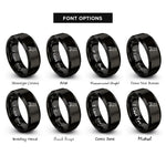 font options for inside engraving on black raven silhouette rings