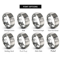 font options for inside engraving on silver raven silhouette rings