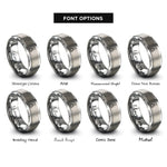 font options for inside engraving on grey ravioli stamp rings