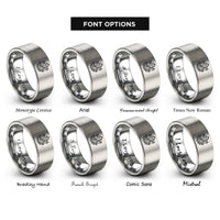 font options for inside engraving on gray raw amethyst cluster rings