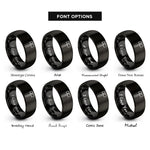 font options for inside engraving on black rawhide mallet rings