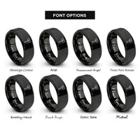 font options for inside engraving on black rawhide mallet rings