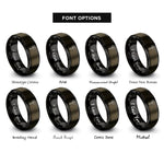 font options for inside engraving on gunmetal & black rawhide mallet rings