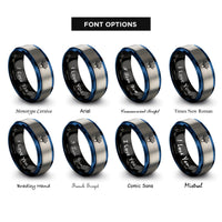 font options for inside engraving on black & blue & silver ray lens rings