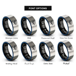 font options for inside engraving on black & blue & silver ray lens rings