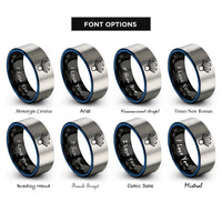 font options for inside engraving on black & blue & silver ray lens rings