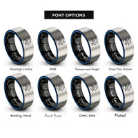 font options for inside engraving on black & blue & silver ray school trio rings