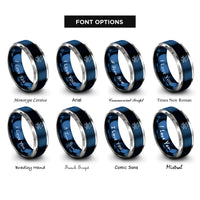 font options for inside engraving on blue & grey ray school trio rings