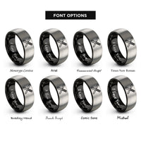 font options for inside engraving on black & grey razor comb badge rings