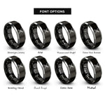 font options for inside engraving on black & gray razor comb badge rings
