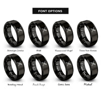 font options for inside engraving on black razor comb badge rings