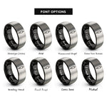 font options for inside engraving on black & grey rca plug rings