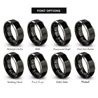 font options for inside engraving on black & grey rca plug rings