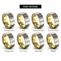 font options for inside engraving on gold & gray rca plug rings