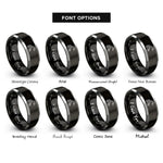 font options for inside engraving on black & grey reach stacker rings