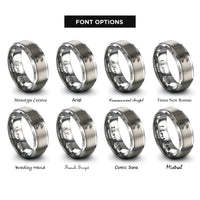 font options for inside engraving on grey reach stacker rings