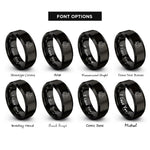 font options for inside engraving on black reading child rings