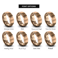 font options for inside engraving on rose gold reading child rings