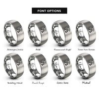 font options for inside engraving on grey reaper hourglass rings