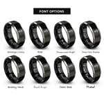 font options for inside engraving on black & grey reaper silhouette rings