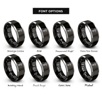 font options for inside engraving on black & grey reaper silhouette rings