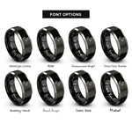 font options for inside engraving on black & grey rearing horse rings