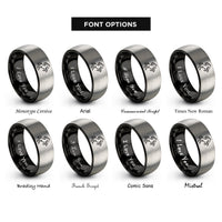 font options for inside engraving on black & grey rearing horse rings
