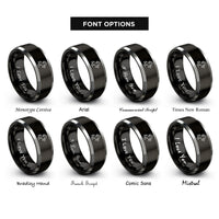 font options for inside engraving on black & silver rearing horse rings