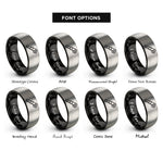 font options for inside engraving on black & gray reciprocating blade rings